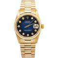 Rolex Datejust 68278 Midsize 18k YG President Blue Diamond Dial Women Auto 31MM