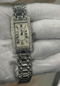 Cartier Tank Americaine W26019LI 18k Gold White Dial Quartz Women's Watch 19mm
