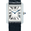 Cartier Tank Must WSTA0041 Leather Steel Quartz Silver Dial Unisex Watch 25mm