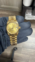 Rolex Datejust 68278 18K YG President Auto Champagne Dial Women Watch 31mm