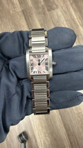 Cartier Tank Française W51031Q3 SS Quartz Pink Dial Women Watch 20mm