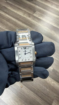 Cartier Tank Française WE110005 18K RG Two Tone Quartz Silver Women Watch 30mm