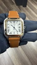 Cartier Santos W2SA0006 Card 18K YG White Dial Men's Watch 40mm