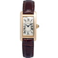 Cartier Tank W2607456 Card 18k RG Quartz Silver Dial Women Watch 19mm