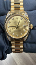 Rolex Datejust 178238 President 18k YG Auto Champagne Dial Women Watch 31mm