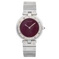 Cartier Santos Vendome 8192 SS Diamond Quartz Burgundy Dial Unisex Watch 33mm