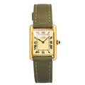 Cartier Tank Vermeil W1002753 925 Plated Cream Dial Quartz Unisex Watch 24MM