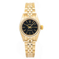 Rolex 67197 Oyster 14K Yellow Gold Black Dial Auto Lady's Watch 25mm