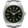 Rolex Milgauss 116400GV 2014 Card Green Crystal Black Dial Oyster Men Watch 40mm