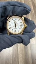 Rolex Datejust 68278 President 18k YG Auto White Dial Women Midsize Watch 31mm