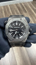 Audemars Piguet Royal Oak 15710ST Open Case back Black Dial Men's Watch 42mm
