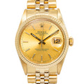 Rolex Date 15037 Jubilee 14k YG Champagne Dial Auto Unisex Watch 34mm