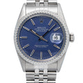 Rolex Datejust 16030 Fluted Jubilee Blue Dial Auto Men's Watch 36mm