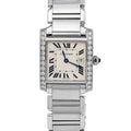 Cartier Tank Francaise W51011Q3 SS Diamond Quartz White Dial Women Watch 25mm