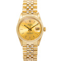 Rolex Date 15037 Jubilee 14k YG Champagne Dial Auto Unisex Watch 34mm