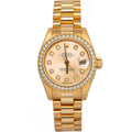 Rolex Datejust 179138 18k YG President Factory Diamond Bezel & Dial Women's 26MM
