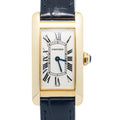 Cartier Tank Americaine W2601556 18k YG White Dial Quartz Women Watch 19mm