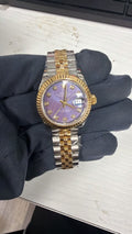 Rolex Lady DateJust 279173 Jubilee Card 2017 18k YG Two Tone Purple Dial 28 MM