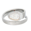 Bvlgari Serpenti SP35S SS Quartz Diamond Bezel White Dial Women Watch 23mm