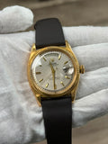 Rolex Day-Date 6611B 18K Rose Gold Rare Alpha Hands Black Gilt Dial Watch 36mm