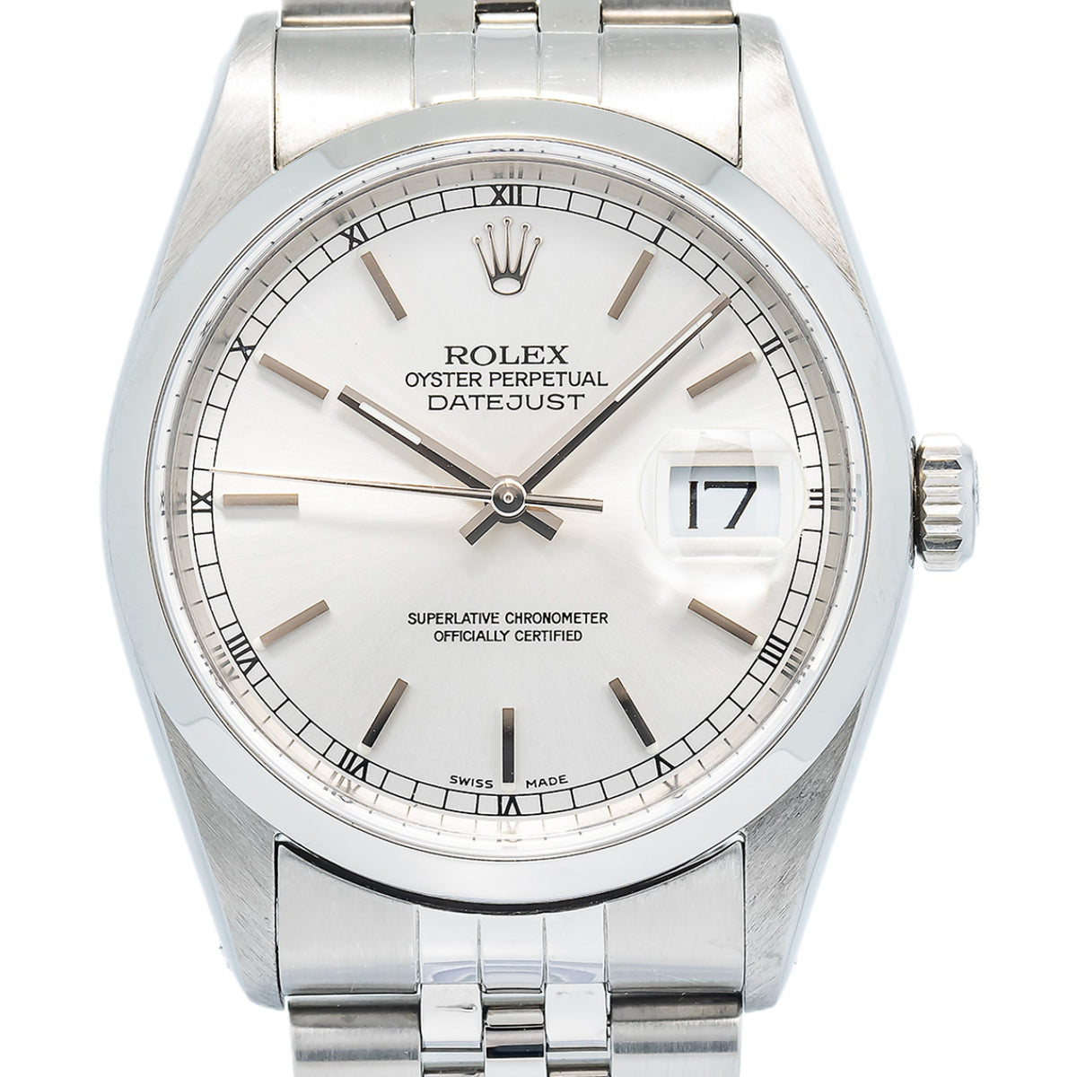 Rolex Datejust 16200 w/Service Paper SS Silver Dial Automatic Unisex Watch 36mm