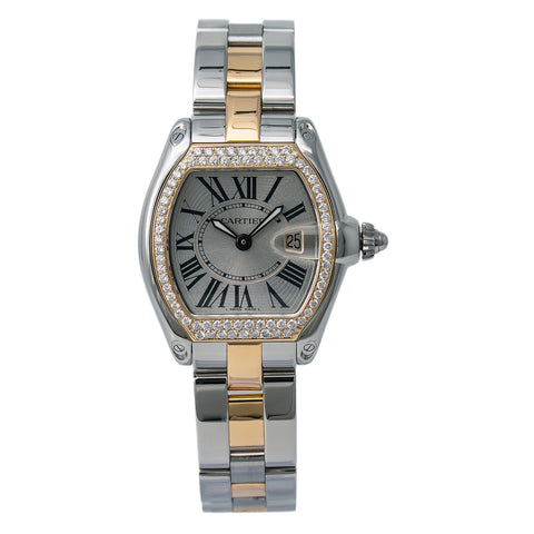 Cartier Roadster 2675 W62026Y4 Lady Quartz Diamond Bezel Watch 18K 31mm