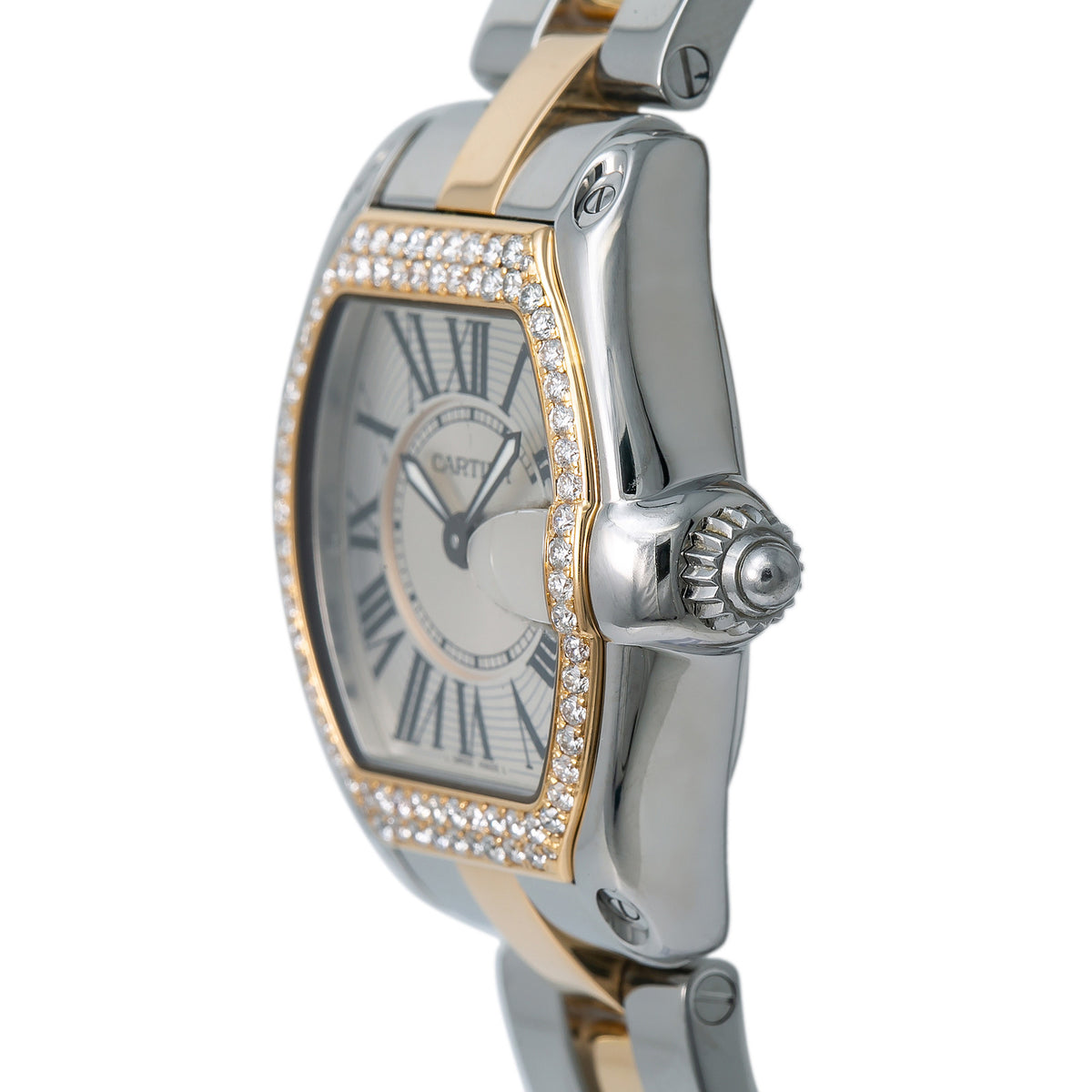 Cartier Roadster 2675 W62026Y4 Lady Quartz Diamond Bezel Watch 18K 31mm