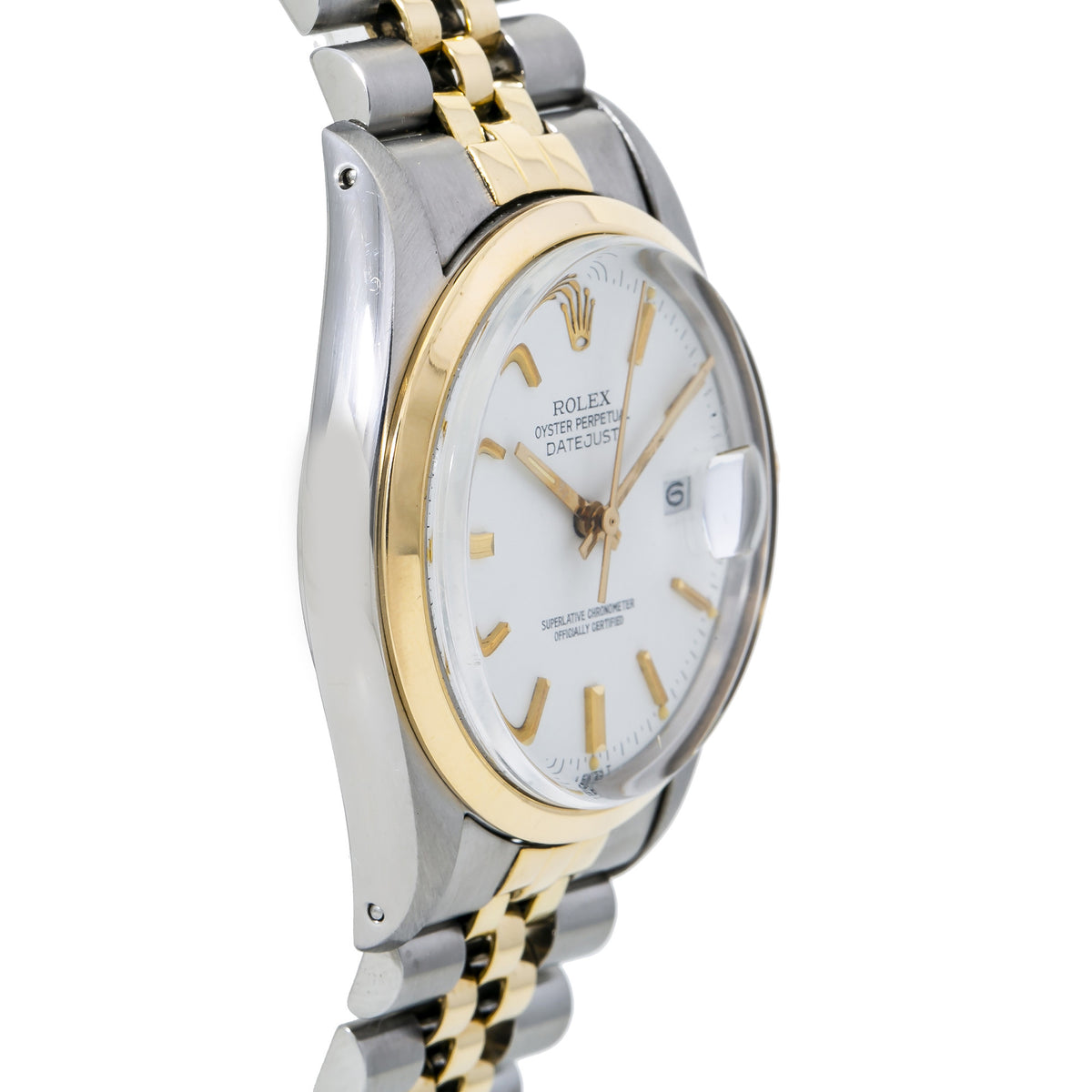 Rolex Datejust 16003 Vintage Rare White Men's Automatic Watch Two Tone 36MM