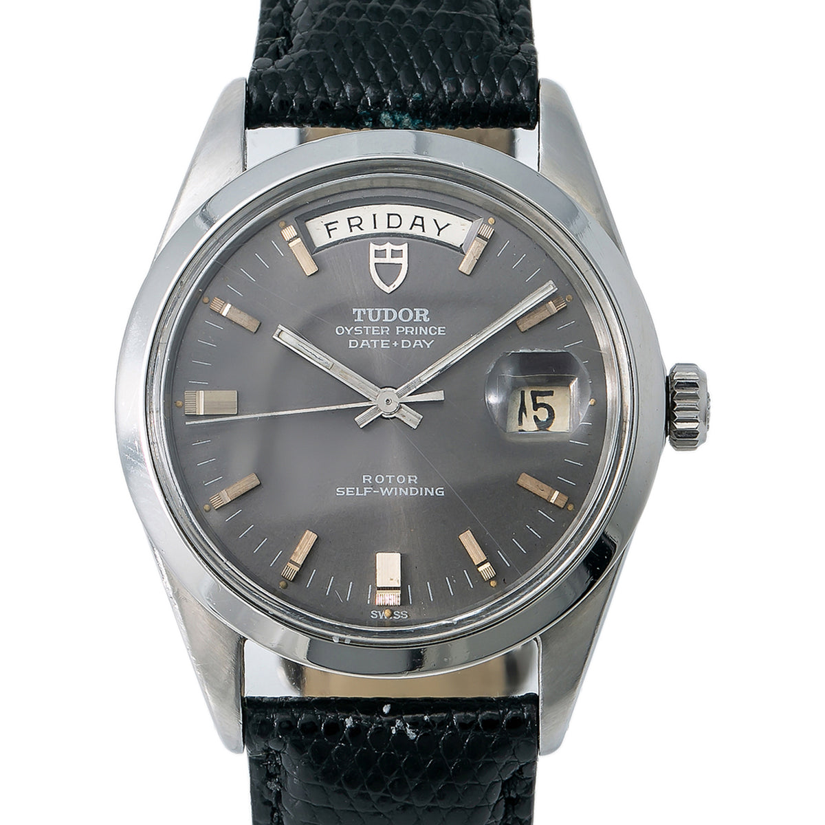 Tudor Vintage Prince Date-Day 7017/0 Men Automatic Grey Dial Watch Steel 38mm
