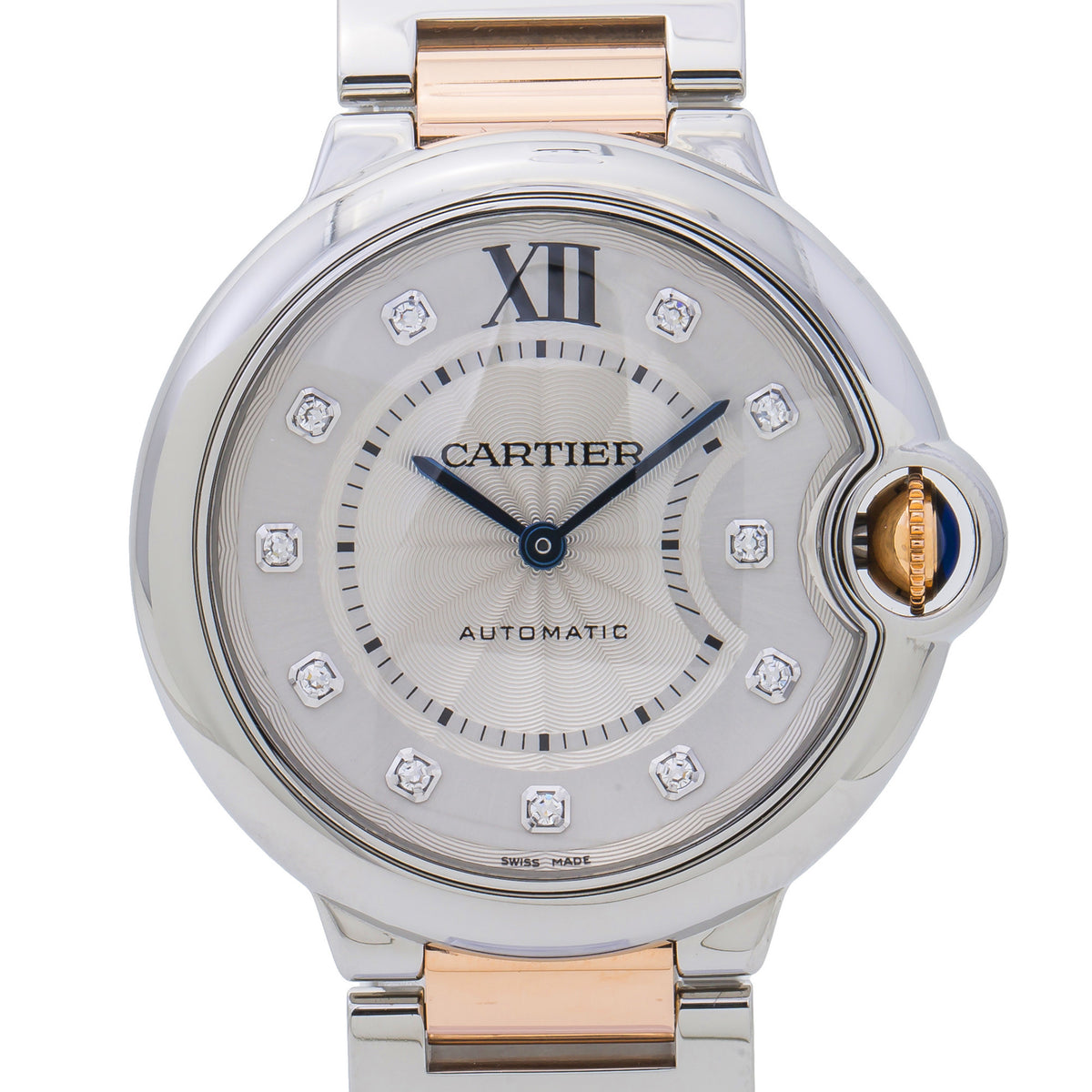 Cartier Ballon Bleu WE902031 18K Two Tone Rose Diamond Dial Women's Watch 36mm