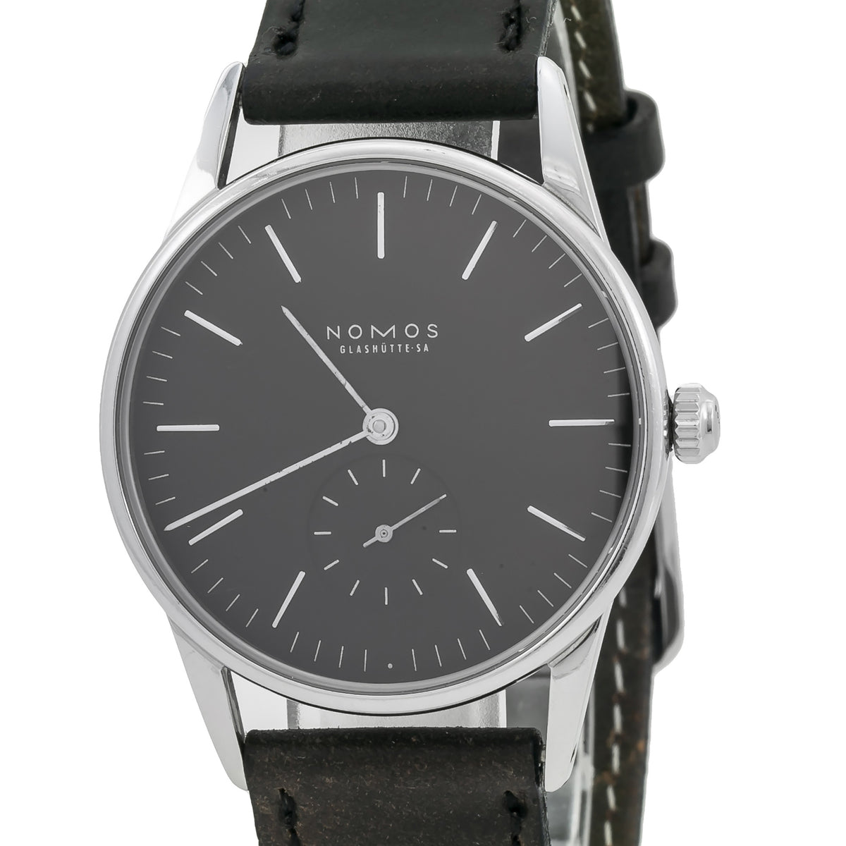 NOMOS Glashutte Orion 326 stainless Exhibition Case Back Mens Watch 34MM