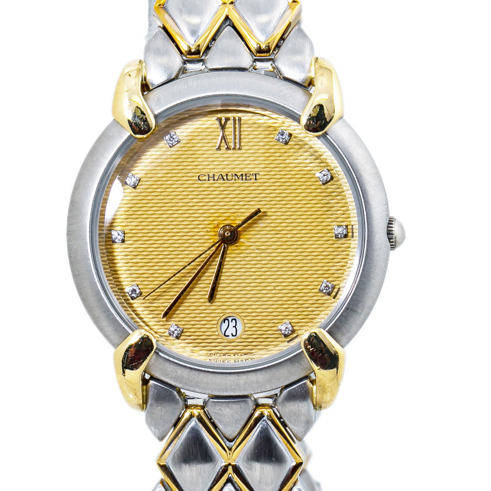 Chaumet OR-ACIER Griffe Womens Quartz Watch 18k Gold and Steel Diamond Dial 31M