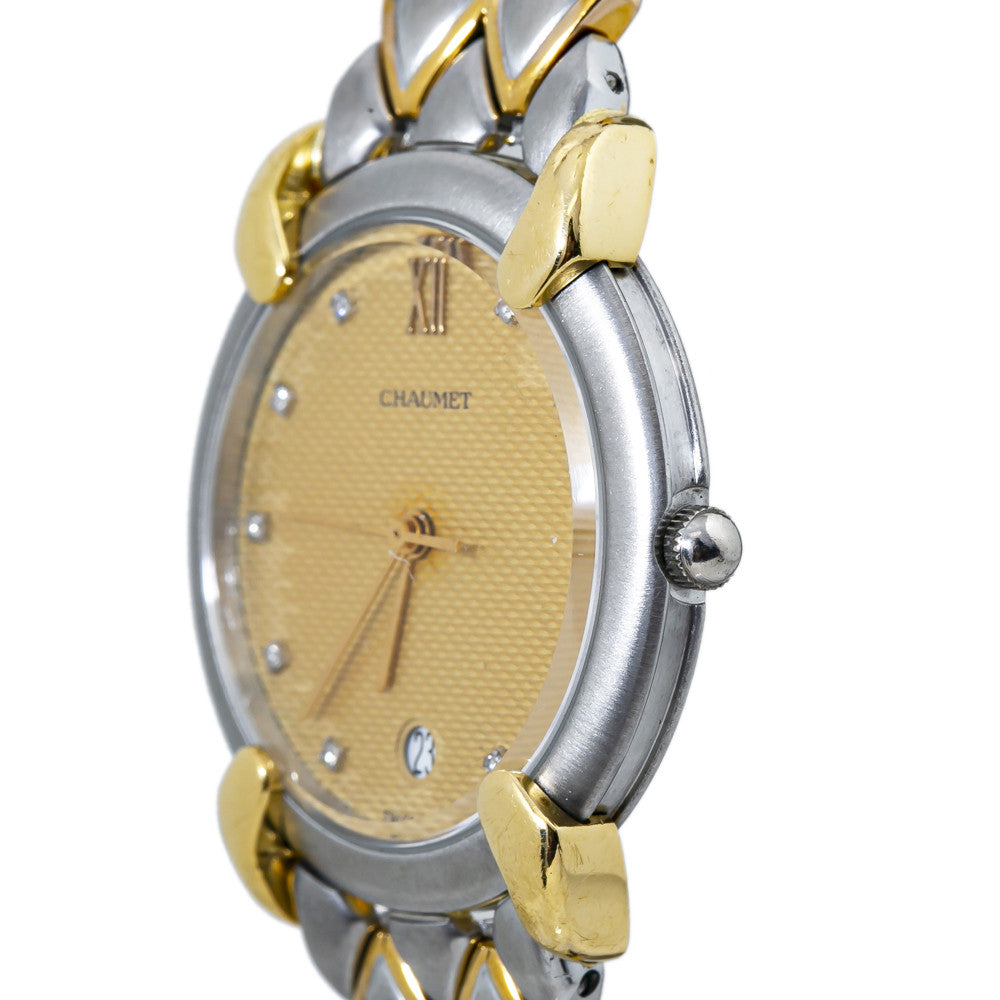 Chaumet OR-ACIER Griffe Womens Quartz Watch 18k Gold and Steel Diamond Dial 31M