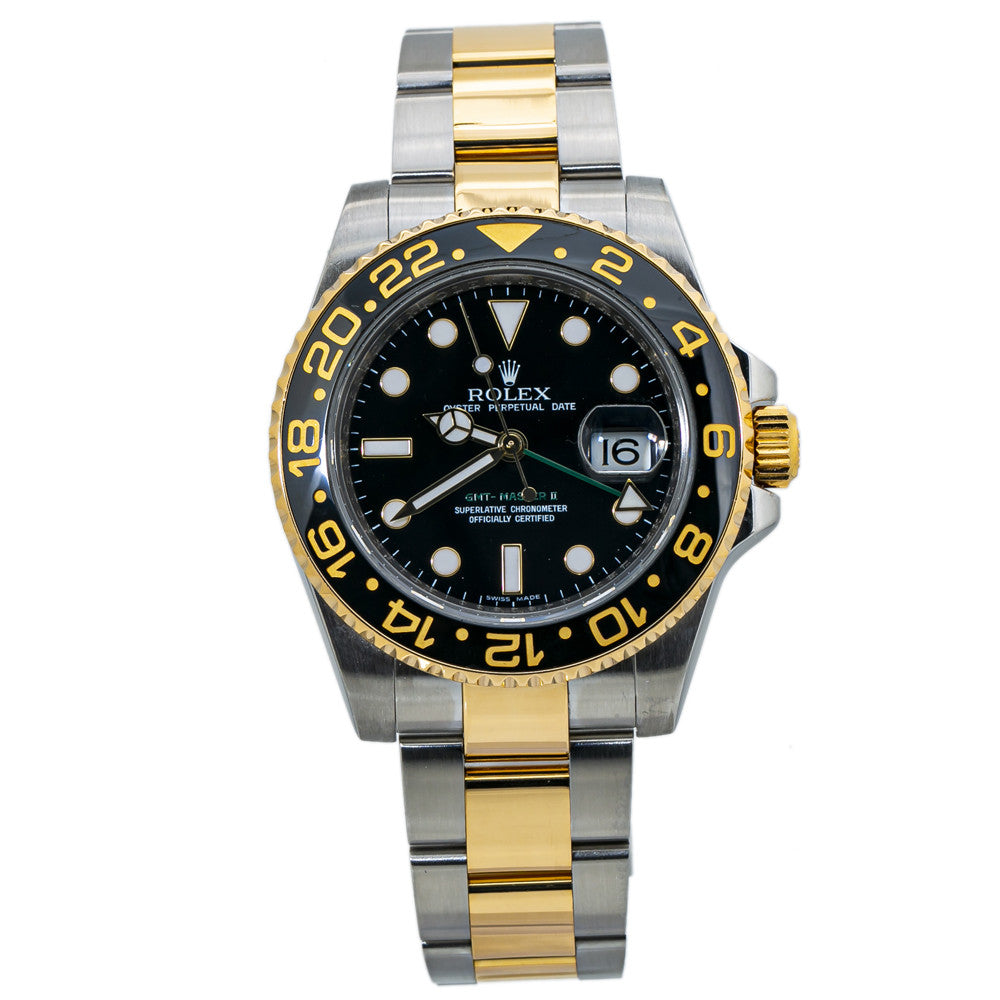 Rolex GMT Master II 116713LN Ceramic 18K Gold Stainless Steel 2008 Card 40MM