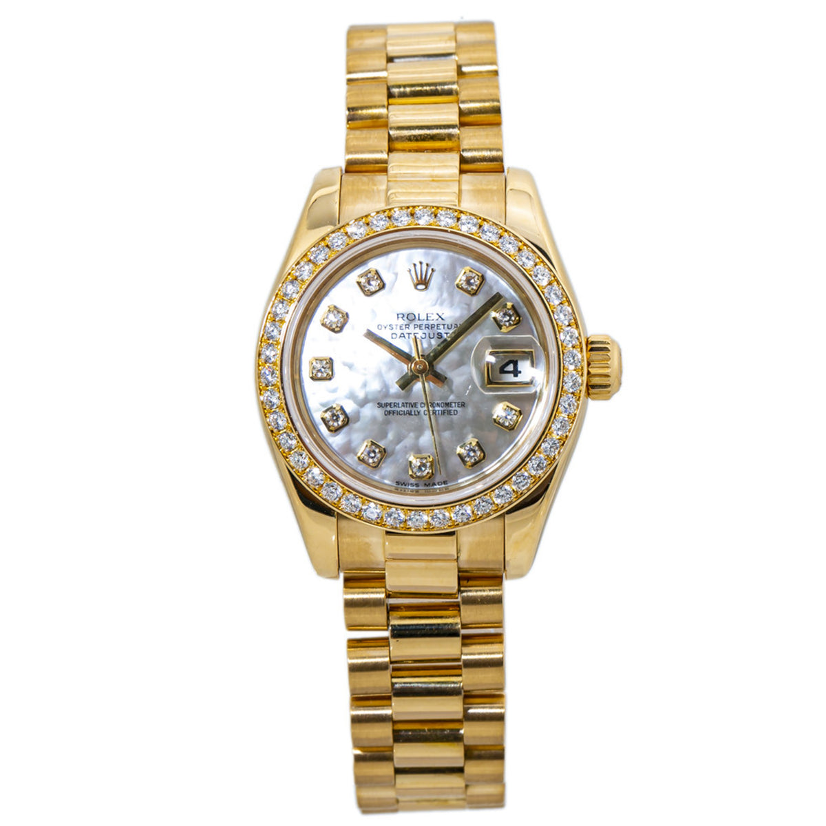 Rolex Datejust 179138 18k President Factory Diamond Bezel MOP Dial Watch 26MM