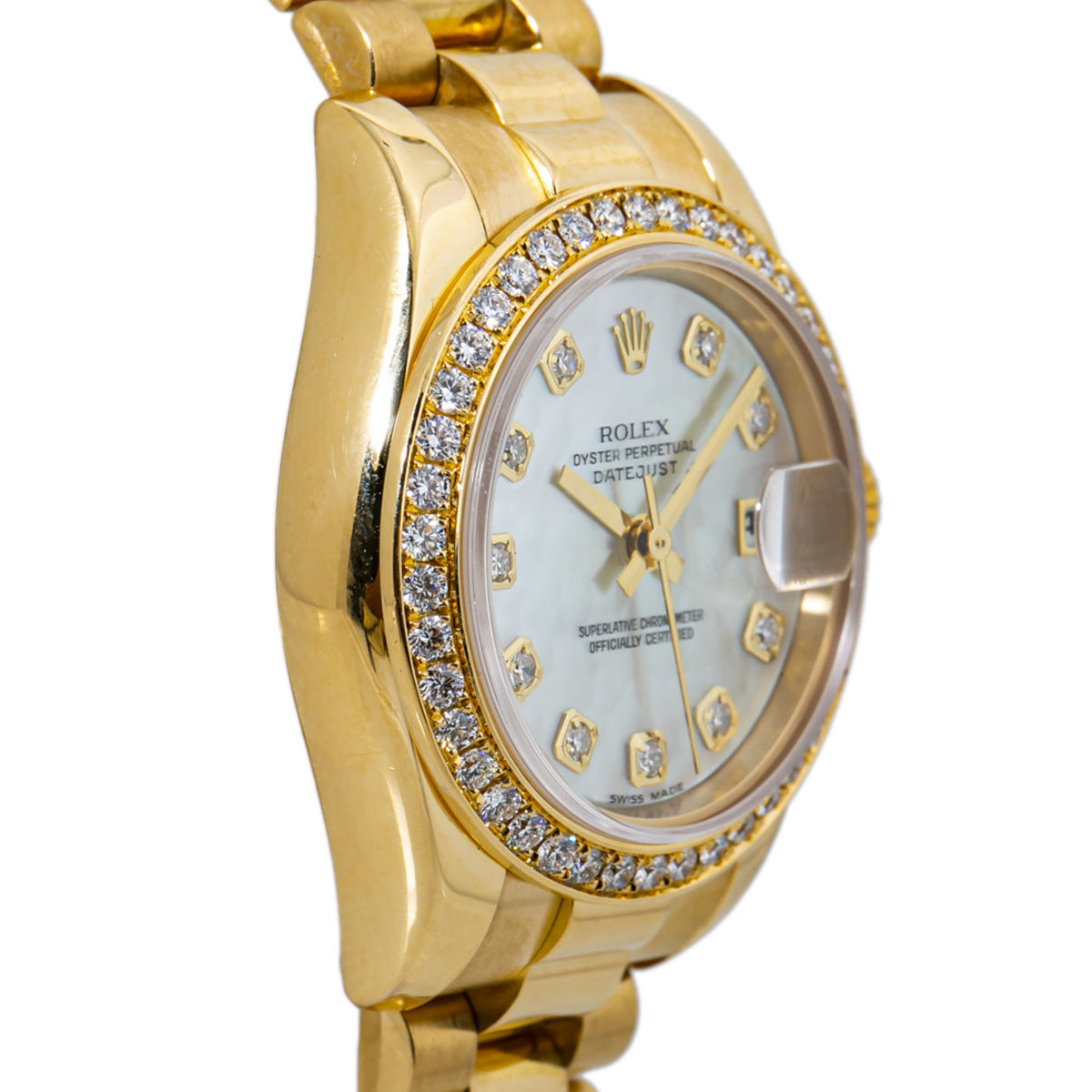 Rolex Datejust 179138 18k President Factory Diamond Bezel MOP Dial Watch 26MM