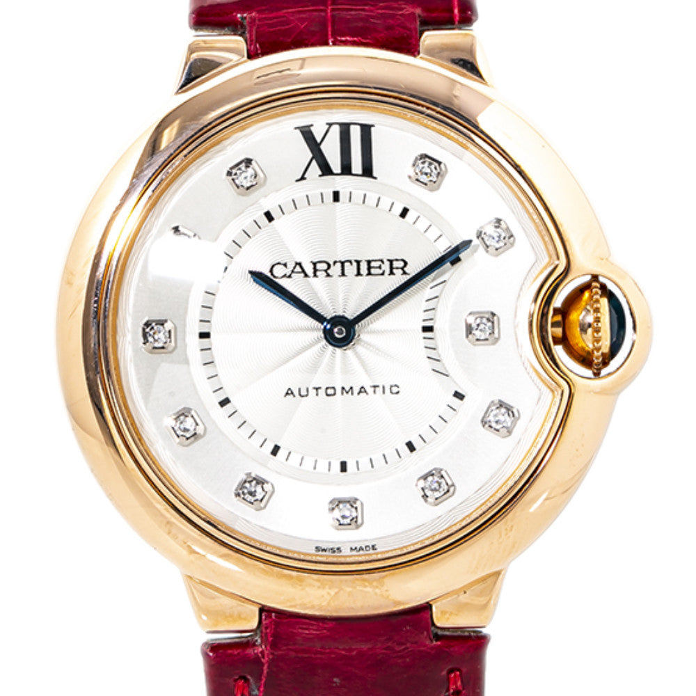 Cartier Ballon Bleu 3003/WJBB0010 Rose Gold Diamond Markers Watch 36mm with Box