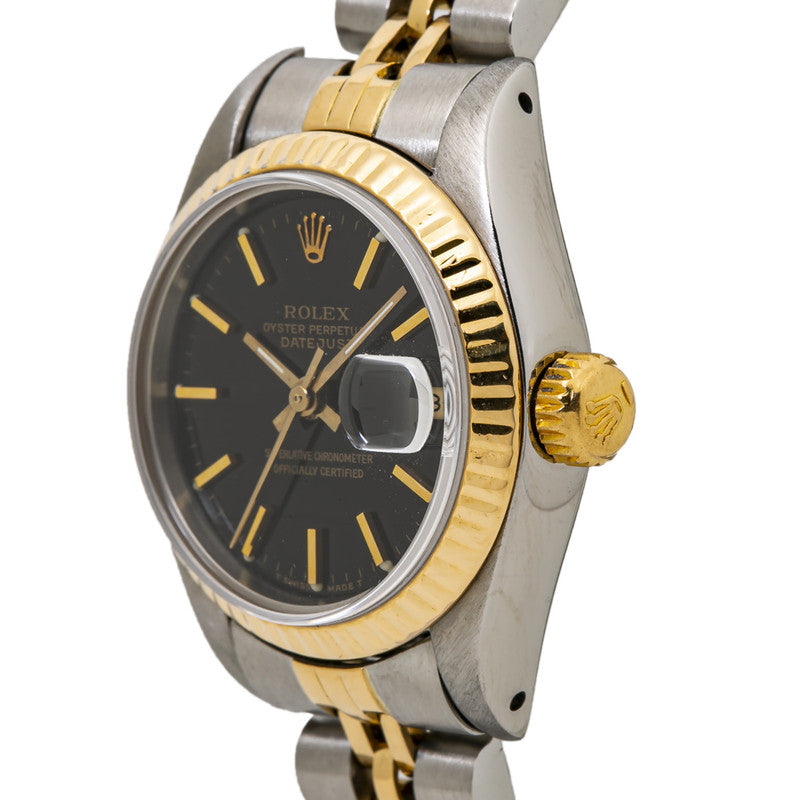 Rolex Datejust 69173 18K Two Tone Jubilee Black Dial Lady Watch 26mm