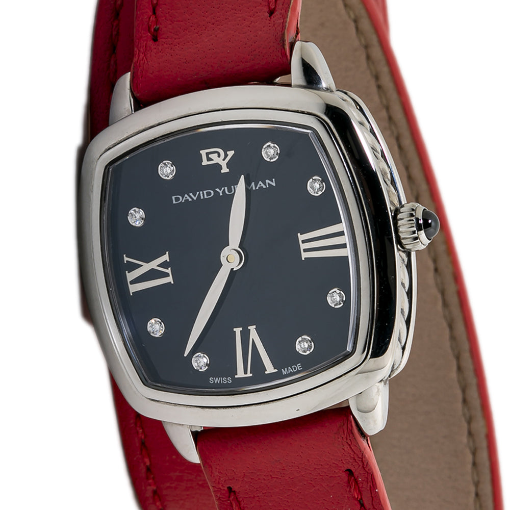David Yurman Albion T932-M Wraparound Factory Diamond Black Dial Watch 27mm