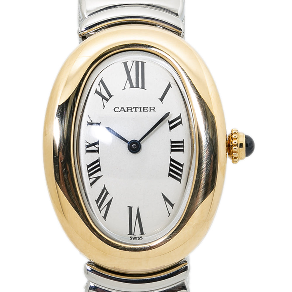 Cartier Baignoire W15045D8 18K Two Tone White Dial Lady's Quartz Watch 23mm