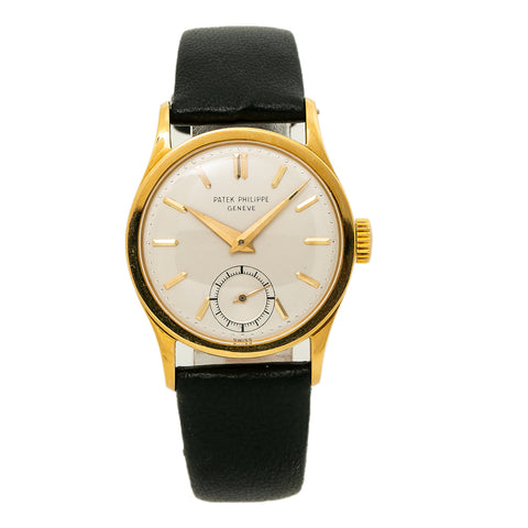 Patek Philippe Calatrava 96 J Vintage 18K Yellow Gold Silver Dial Watch 30mm