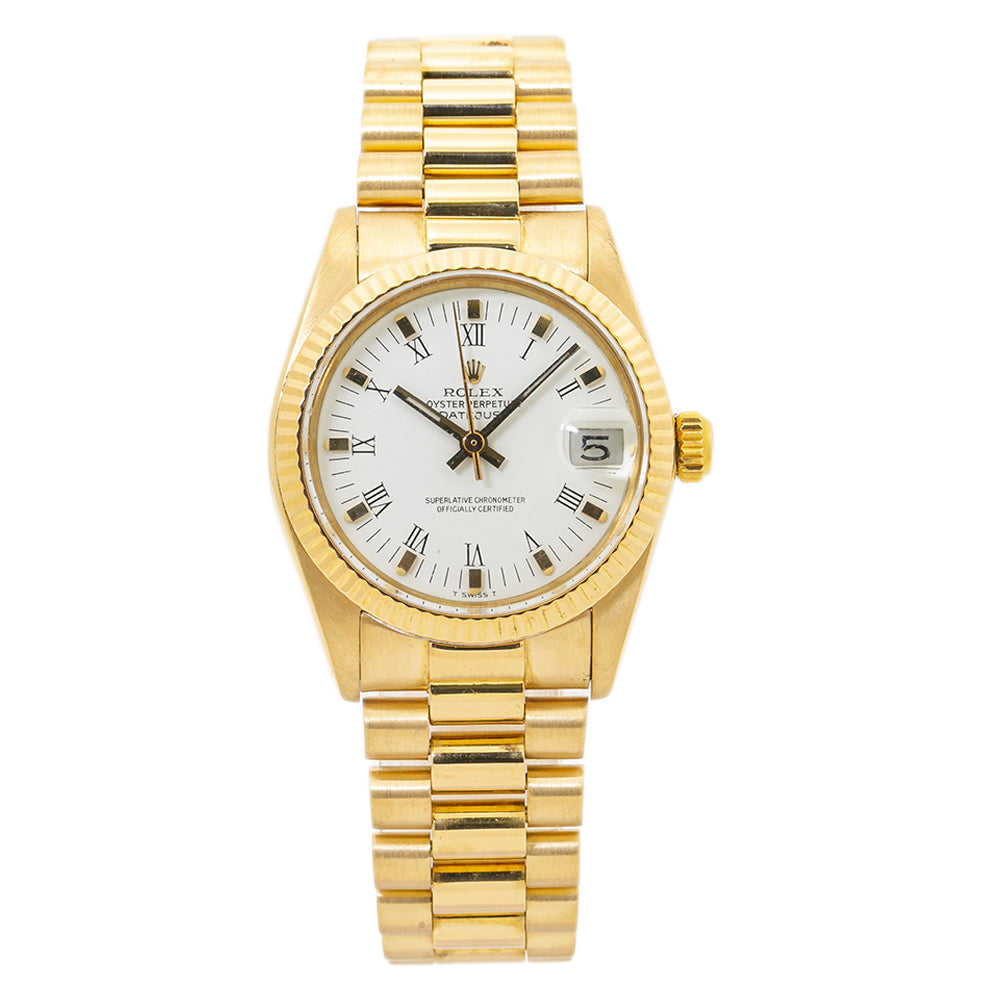 Rolex Datejust 6827 President Automatic Ladies Watch 18K Gold  White Dial 31mm