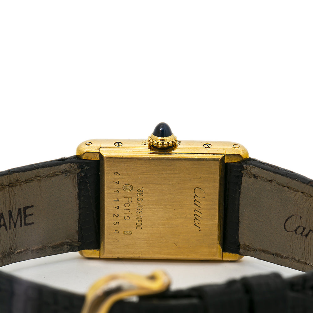 Cartier Tank Louis 18k Yellow Gold White Strap Ladies Watch