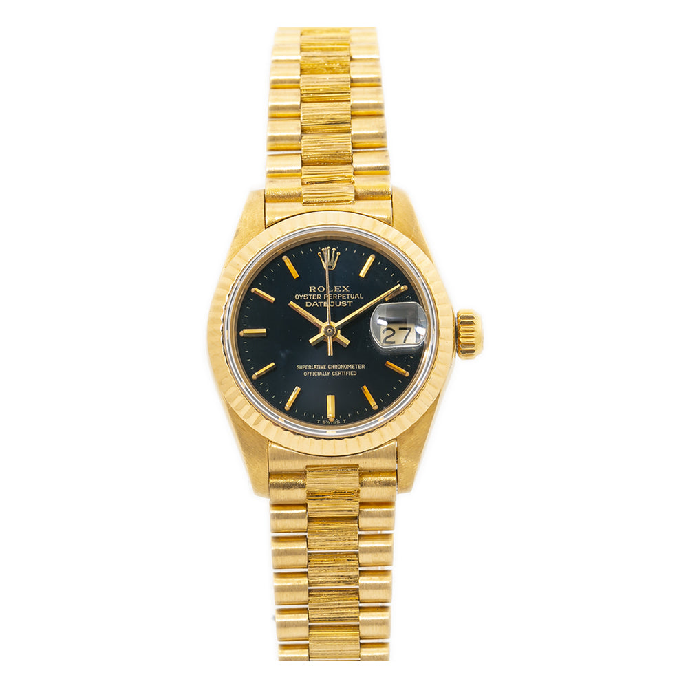 Rolex 6917 Gilt Datejust President Paper Automatic Lady Watch BlackDial 18k 26m
