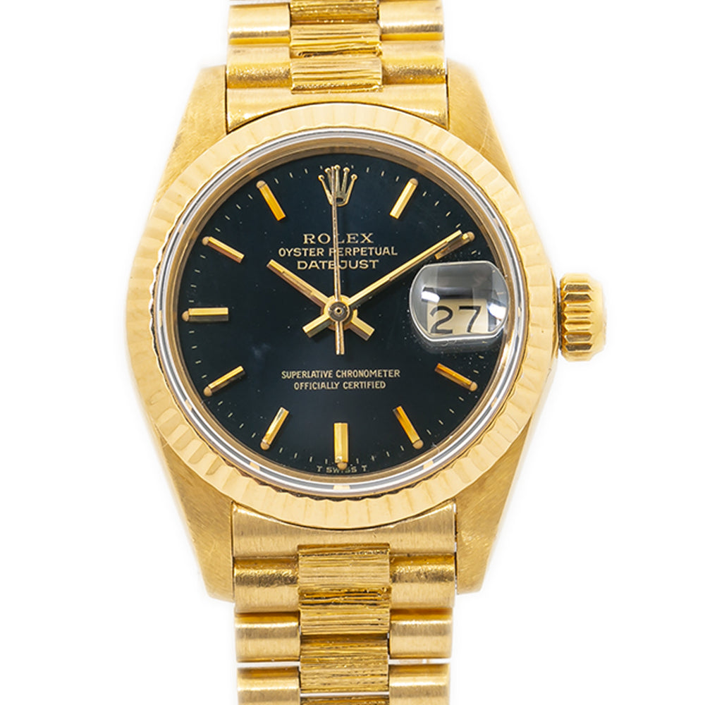 Rolex 6917 Gilt Datejust President Paper Automatic Lady Watch BlackDial 18k 26m