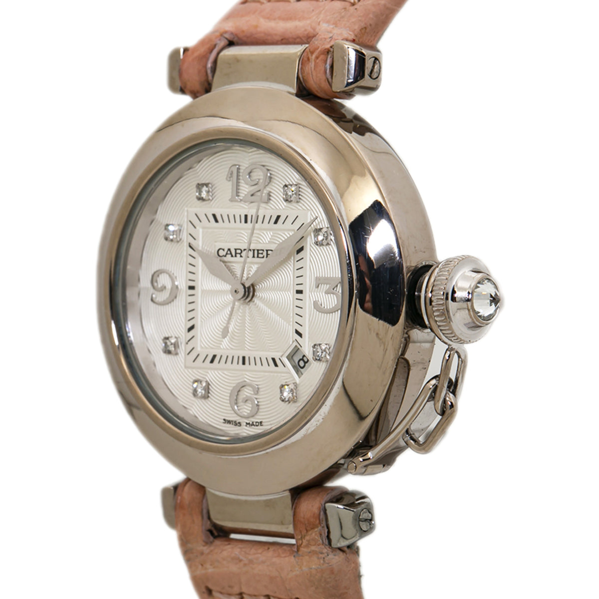 Cartier Pasha WJ107556 2398 White Gold Factory Diamond Automatic Watch 32mm
