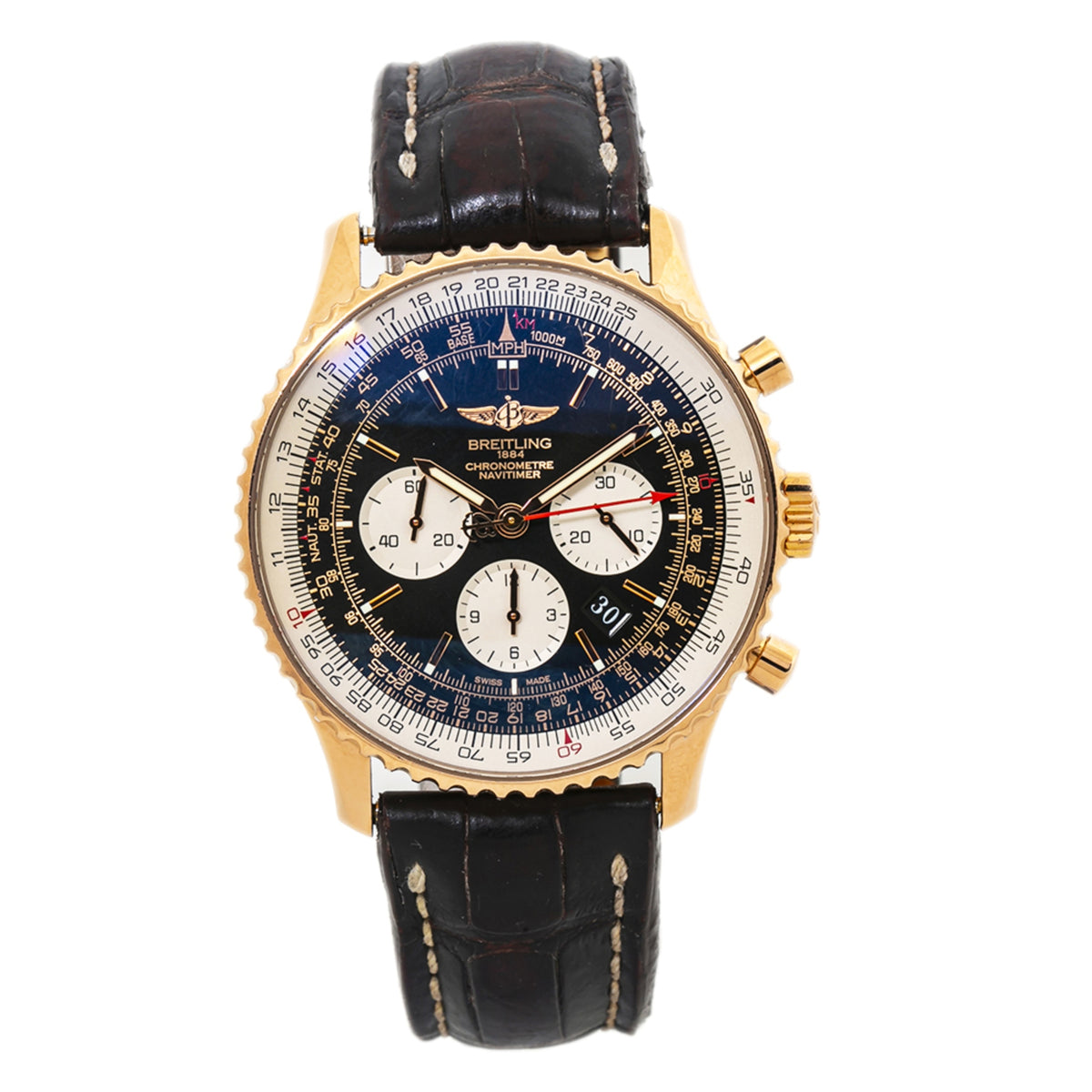 Breitling Navitimer RB0127 Limited 18k Rose Automatic Watch GMT Chronograph 46mm