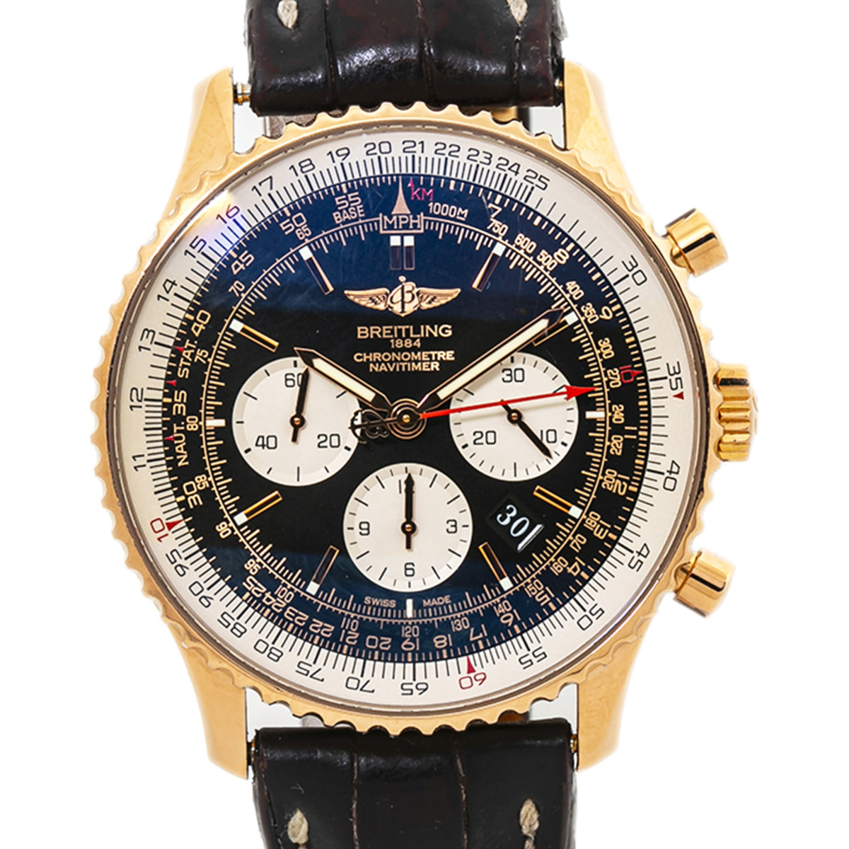 Breitling Navitimer RB0127 Limited 18k Rose Automatic Watch GMT Chronograph 46mm