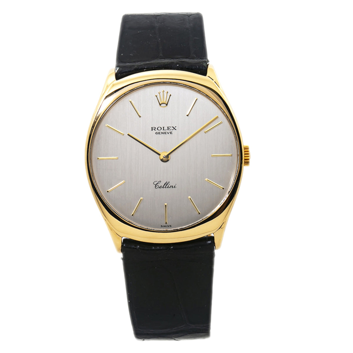 Rolex Cellini 4133 18k Yellow Gold Men's Hand Wind Watch Silver Dial 31mm