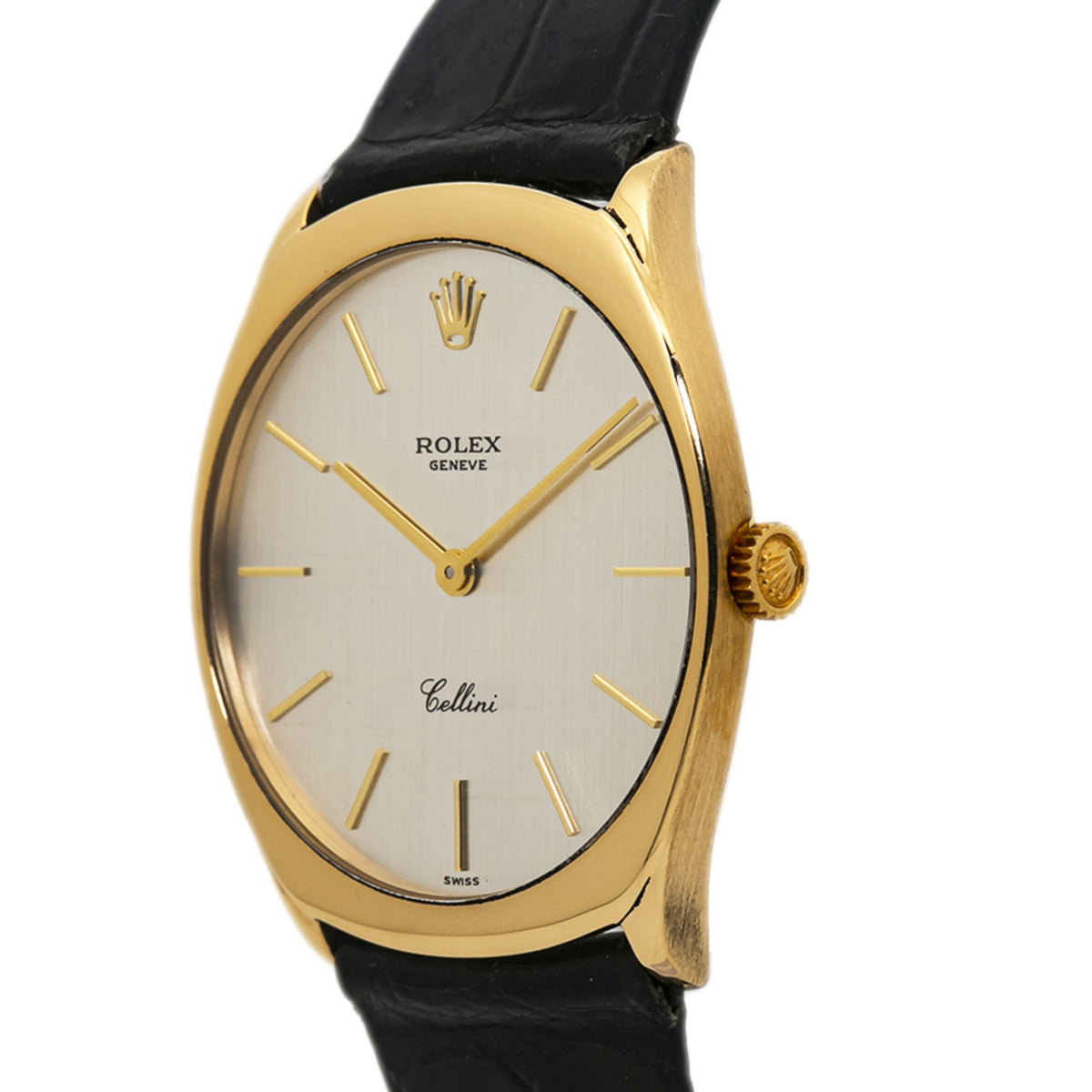Rolex Cellini 4133 18k Yellow Gold Men's Hand Wind Watch Silver Dial 31mm